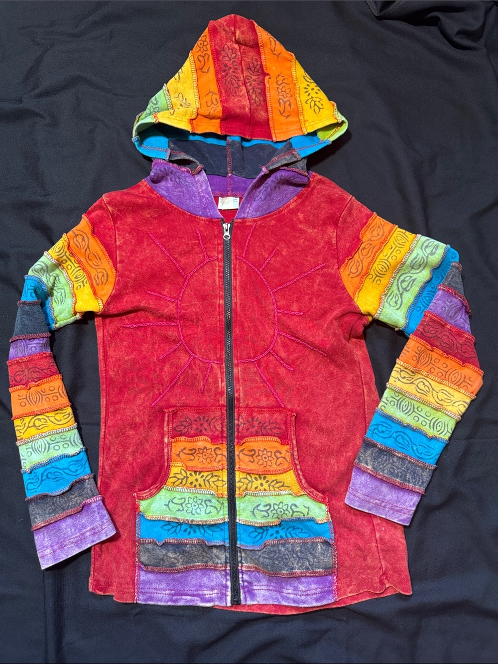 Greater Good Network Colorful Boho Cotton Full Zip Hoodie Women’s Size S/M